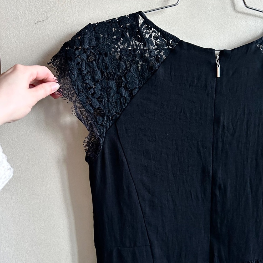 Rebecca Taylor Black Lace Cap Sleeve Dress – Size 6 Wednesday Adams Vibes